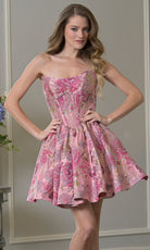 Colors Dress 3968 - Strapless Scoop Floral Jacquard Dress - designer cocktail dress at Silhouette Dresses
