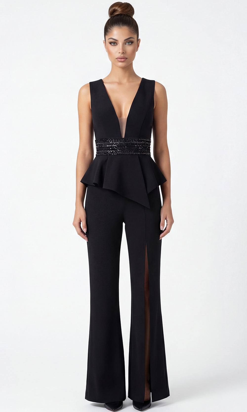 Jovani 39720 - Sparkling Beaded Cutout Back Jumpsuit - view 4