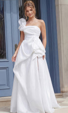 Jovani 39796 - Ruffled Accent Asymmetric Neck Bridal Gown - back view