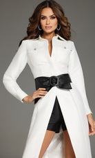 Jovani 39803 - Tea-Length Blazer V-Neckline Dress - detail view