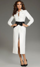 Jovani 39803 - Tea-Length Blazer V-Neckline Dress - back view