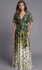 Jovani 39813 - Floral Print Wrap Style Evening Gown - designer prom dress at Silhouette Dresses