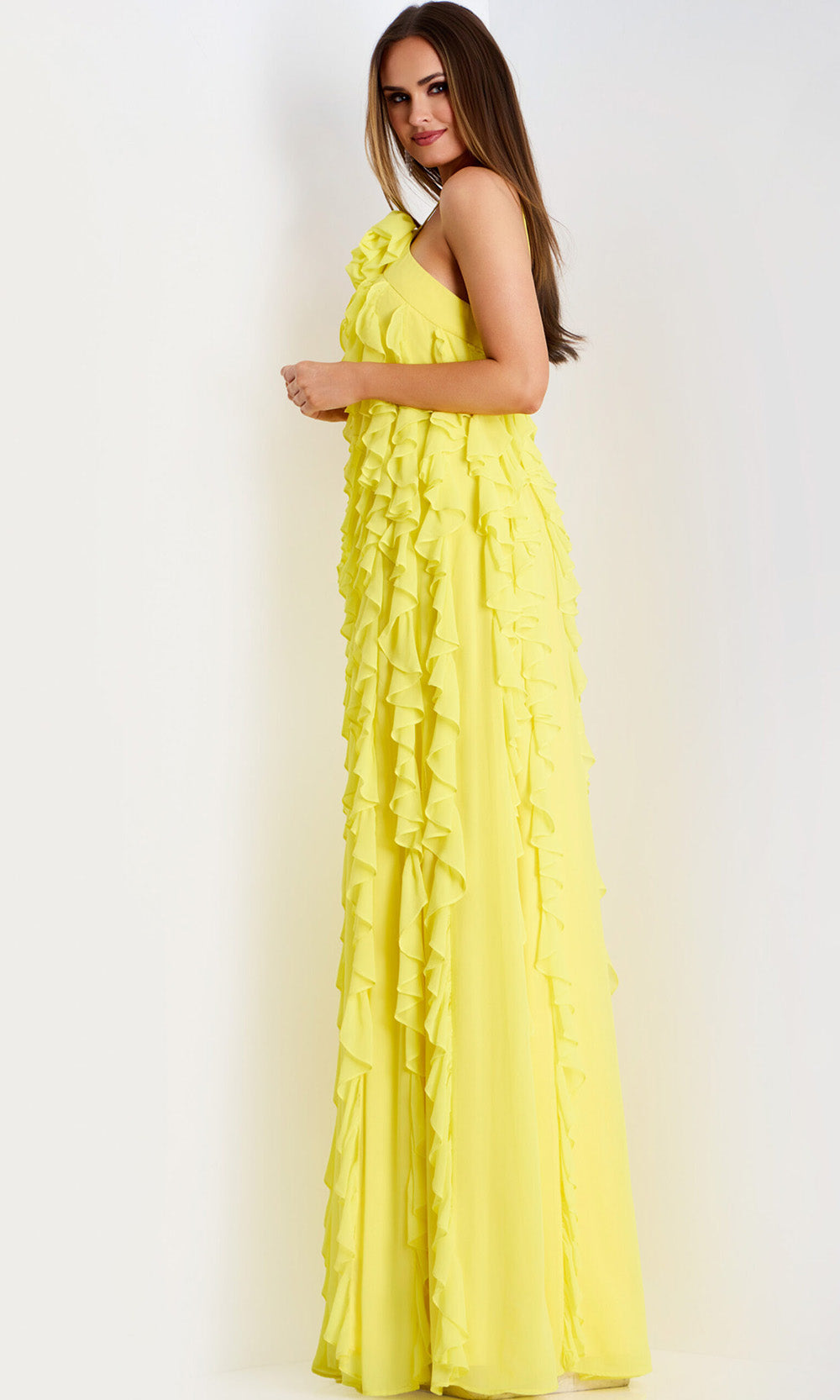 Jovani 39823 - Halter Chiffon Ruffle Evening Gown - view 4