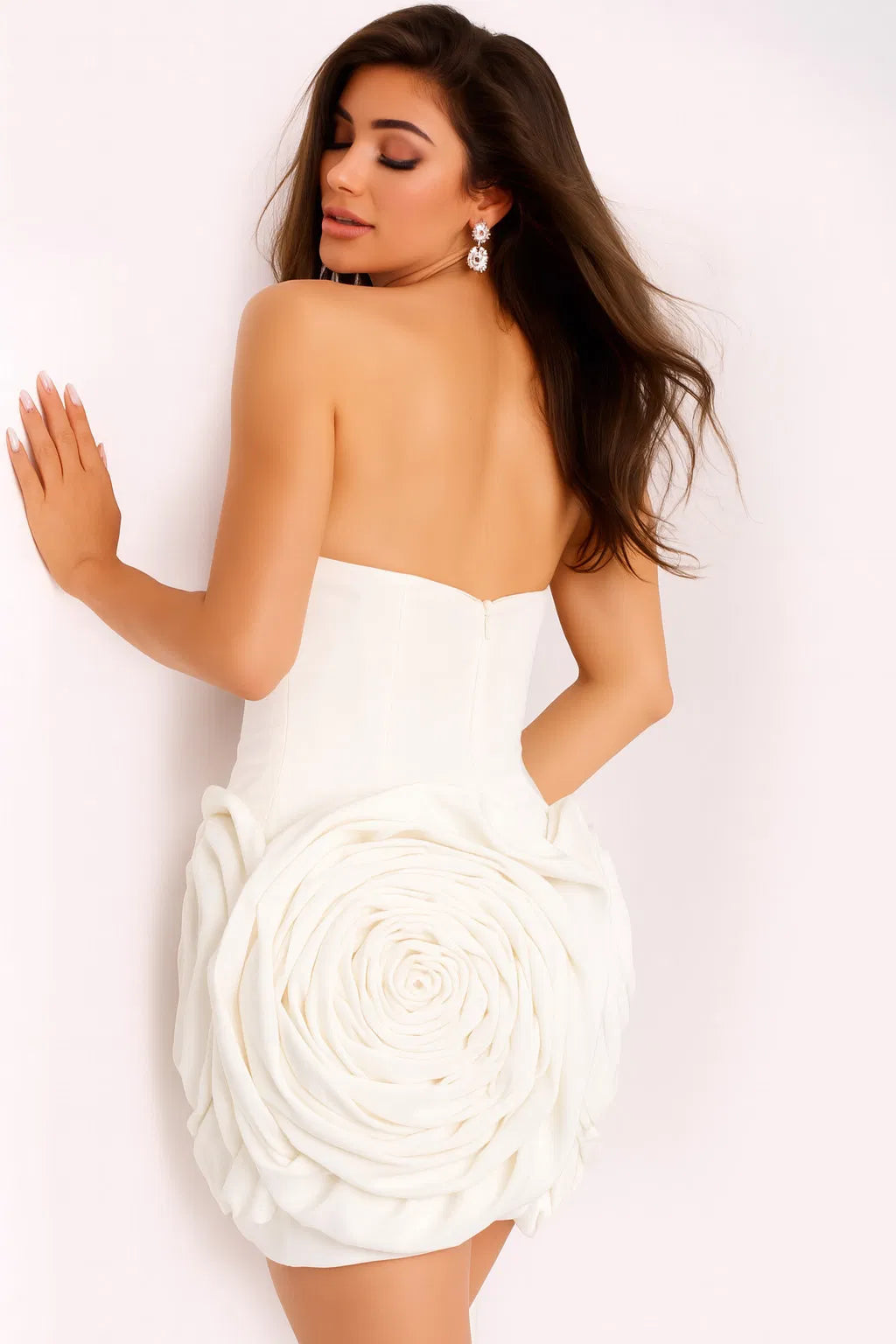 Jovani 39848 - Strapless Rose Detailed Cocktail Dress - view 7