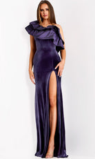 Jovani 39887 - Velvet Ruffle One Shoulder Gown - view 6