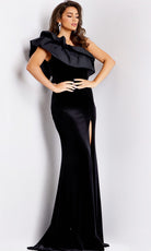 Jovani 39887 - Velvet Ruffle One Shoulder Gown - view 9
