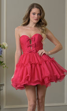 Colors Dress 3993 - Bow Accent Plunging Sweetheart Mini Dress - back view