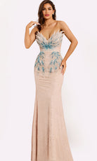 Jovani 39944 - Beaded Leaf Detail Strapless Evening Gown - designer prom dress at Silhouette Dresses