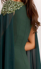 Jovani 40000 - Beaded Shoulder Cape Sleeve Evening Gown - detail view