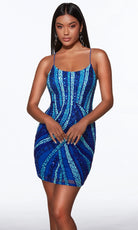 Alyce Paris 40013 - Sequin Mini Dress with Lace Up Back - designer cocktail dress at Silhouette Dresses