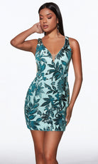 Alyce Paris 40014 - Sequin Mesh Plunging V-Neck Cocktail Dress - designer cocktail dress at Silhouette Dresses