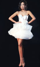 Jovani 40041 - Ruffle A-Line Skirt Satin Strapless Dress - back view