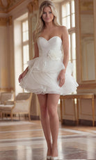 Jovani 40041 - Ruffle A-Line Skirt Satin Strapless Dress - designer wedding dress at Silhouette Dresses
