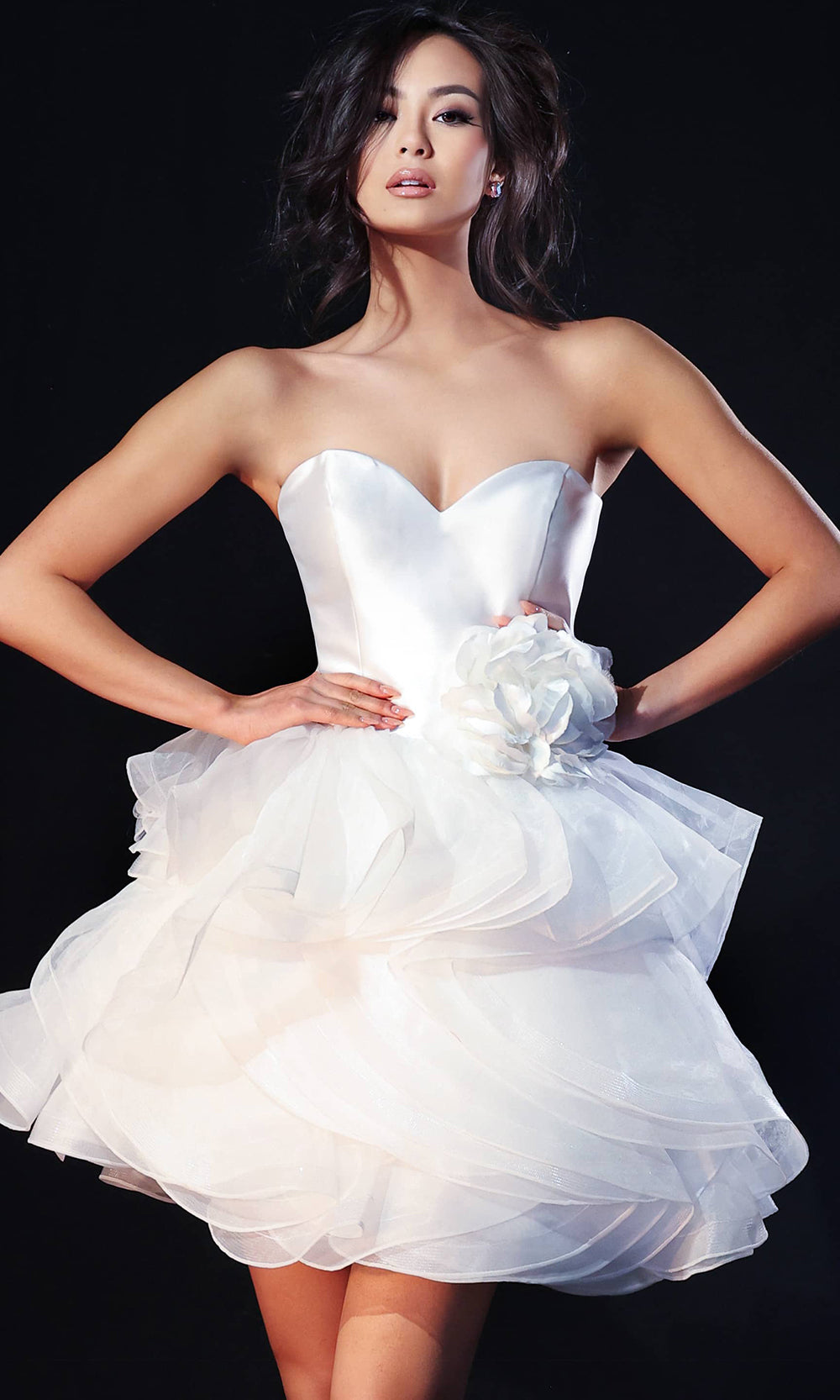 Jovani 40041 - Ruffle A-Line Skirt Satin Strapless Dress - view 4