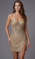 Jovani 40054 - Strappy Embellished Mini Dress with Slit - view 4