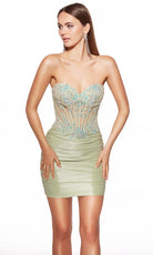 Alyce Paris 40057 - Strapless Ruched Mini Dress with Beading - designer cocktail dress at Silhouette Dresses