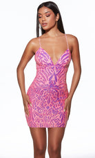 Alyce Paris 40082 - Iridescent Sequin V-Neck Party Dress - designer cocktail dress at Silhouette Dresses