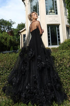 Jovani 40092 - Floral Appliqued Cape Evening Gown - view 5
