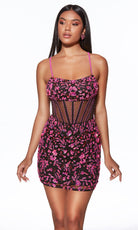 Alyce Paris 40093 - Crisscross Back Embellished Mini Dress - designer cocktail dress at Silhouette Dresses