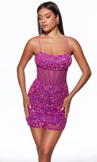 Alyce Paris 40093 - Crisscross Back Embellished Mini Dress - back view