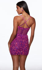 Alyce Paris 40093 - Crisscross Back Embellished Mini Dress - detail view