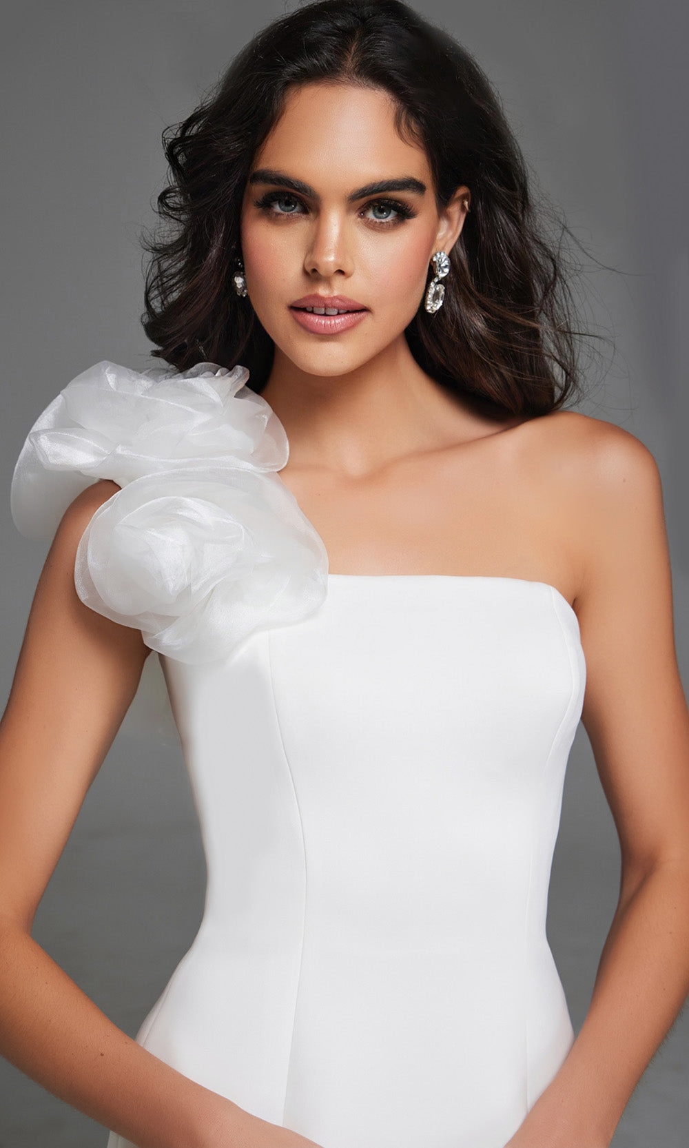 Jovani 40096 - One Shoulder Floral Accent Cocktail Dress - view 6