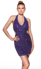 Alyce Paris 40096 - Halter Beaded Cocktail Dress with Cutouts - designer cocktail dress at Silhouette Dresses