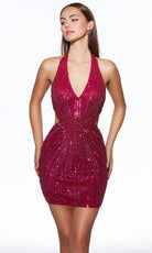 Alyce Paris 40096 - Halter Beaded Cocktail Dress with Cutouts - view 4