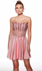 Alyce Paris 40101 - Satin A-Line Dress with Beaded Corset - designer homecoming dress at Silhouette Dresses
