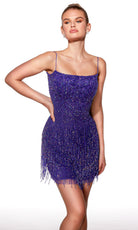 Alyce Paris 40102 - Beaded Fringe Dress with Scoop Neckline - detail view