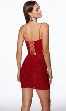 Alyce Paris 40112 - Ornate Beaded Plunge Scoop Mini Dress - detail view