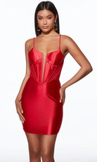 Alyce Paris 40117 - Corset Bodice Lace-Up Satin Dress - designer cocktail dress at Silhouette Dresses