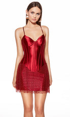 Alyce Paris 40118 - Satin Corset Dress with Fringe Hem - back view
