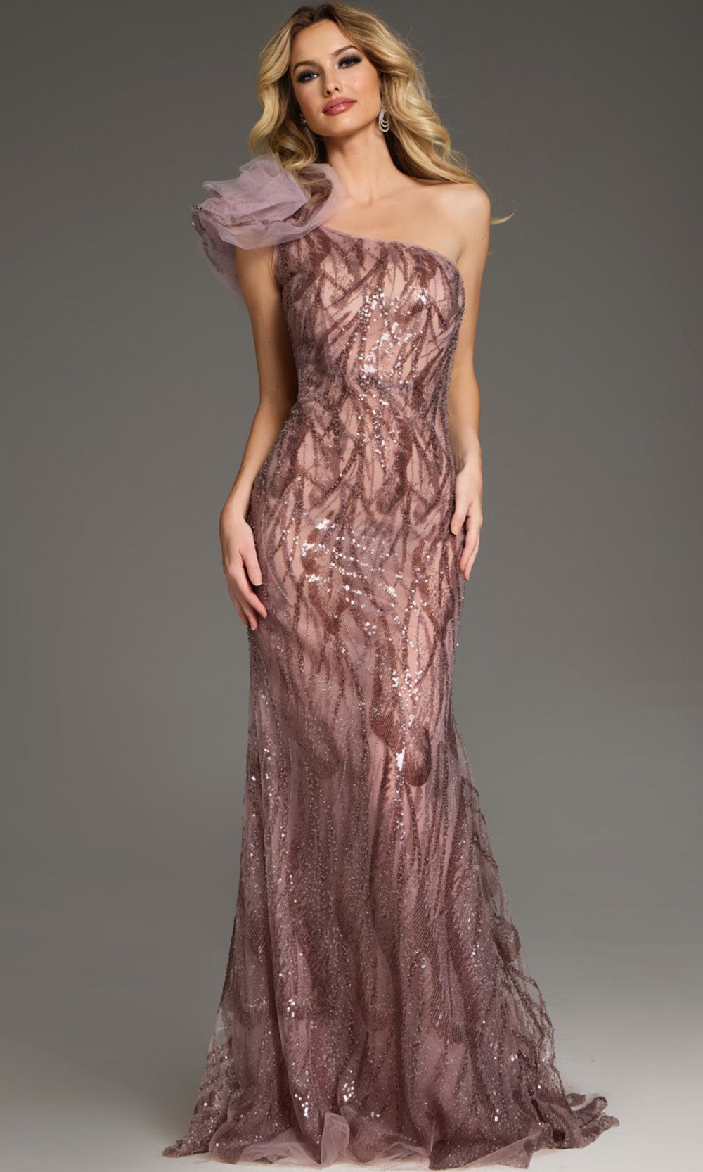 Jovani 40167 - Ruffle Sleeve Sequin Ornate Gown - designer prom dress at Silhouette Dresses