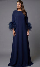 Jovani 40200 - Long Sleeve Feather Cuff Evening Gown - designer mother of the bride dress at Silhouette Dresses