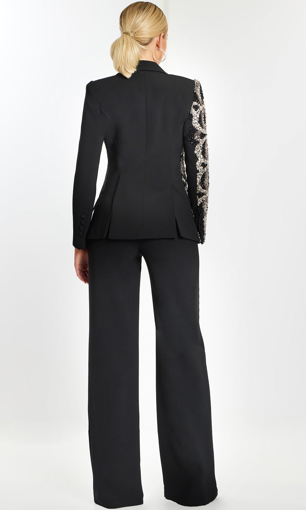 Jovani 40207 - Swirl Sequin Blazer Top Evening Pantsuit - back view