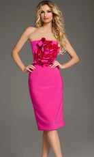 Jovani 40215 - Strapless Knee-Length Dress with Rosette - back view