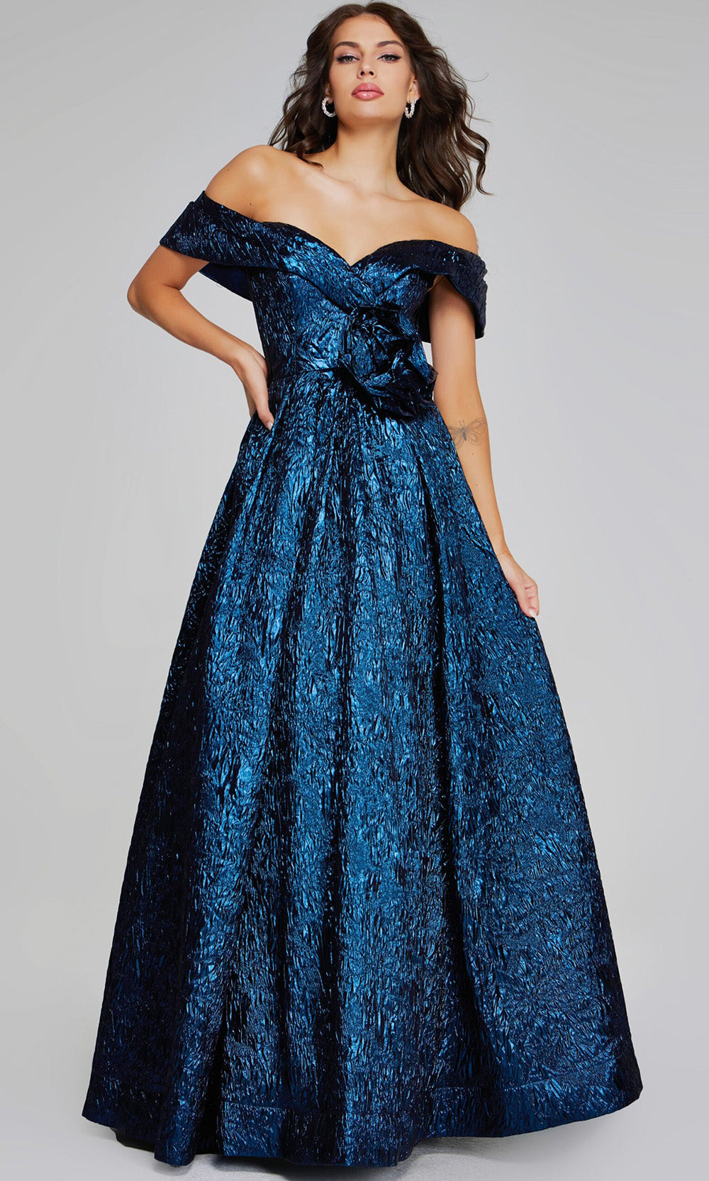 Jovani 40288 - Metallic Off Shoulder A-line Gown - designer prom dress at Silhouette Dresses