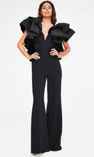 Jovani 40291 - Layered Ruffle Sleeve Wide Leg Jumpsuit - designer formal gown at Silhouette Dresses