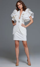Jovani 40292 - Two Piece V-Neckline Dress with Ruffle Sleeves - designer formal gown at Silhouette Dresses
