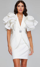 Jovani 40292 - Two Piece V-Neckline Dress with Ruffle Sleeves - view 4