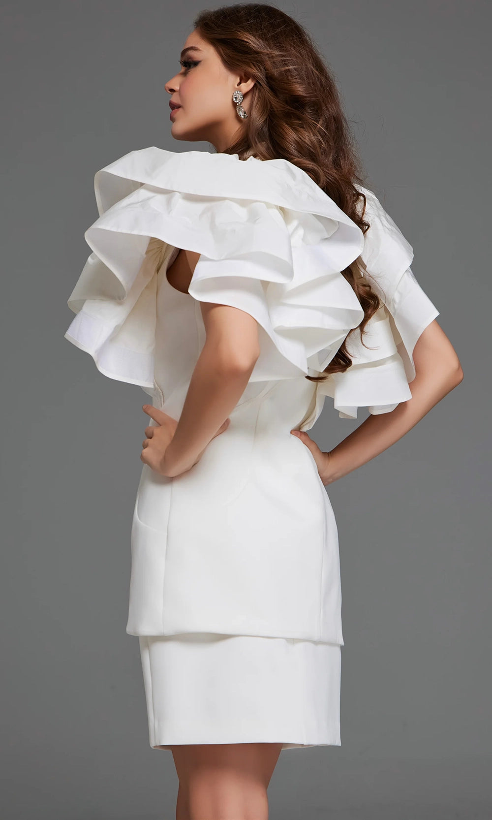 Jovani 40292 - Two Piece V-Neckline Dress with Ruffle Sleeves - view 5