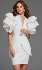Jovani 40292 - Two Piece V-Neckline Dress with Ruffle Sleeves - detail view