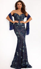 Jovani 40848 - Sweetheart Neck Mermaid Lace Gown - back view