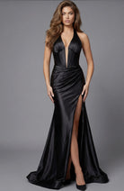 Jovani 41012 - Satin Halter Prom Dress - designer prom dress at Silhouette Dresses