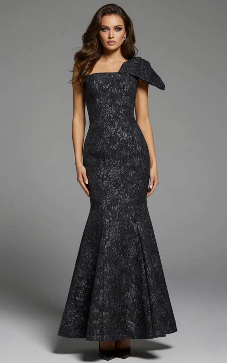 Jovani 41130 - One Shoulder Bow Mermaid Gown - designer formal gown at Silhouette Dresses