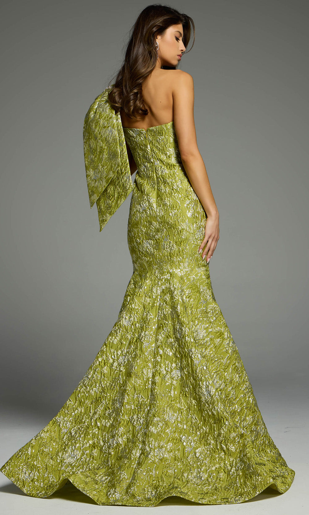 Jovani 41130 - One Shoulder Bow Mermaid Gown - back view