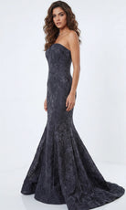 Jovani 41133 - Mermaid Skirt Textured Evening Gown - back view