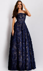Jovani 41188 - Strapless Embroidered Tulle Evening Gown - back view