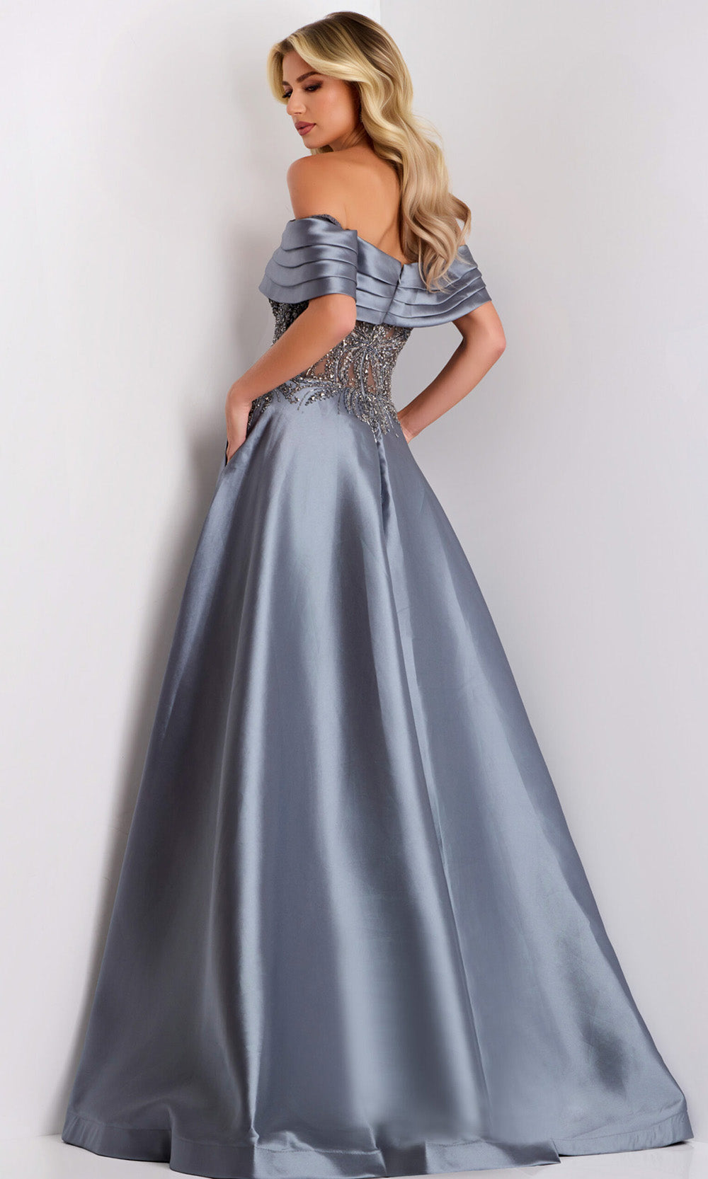 Jovani 41198 - Off Shoulder A-Line Gown with Beading - view 4